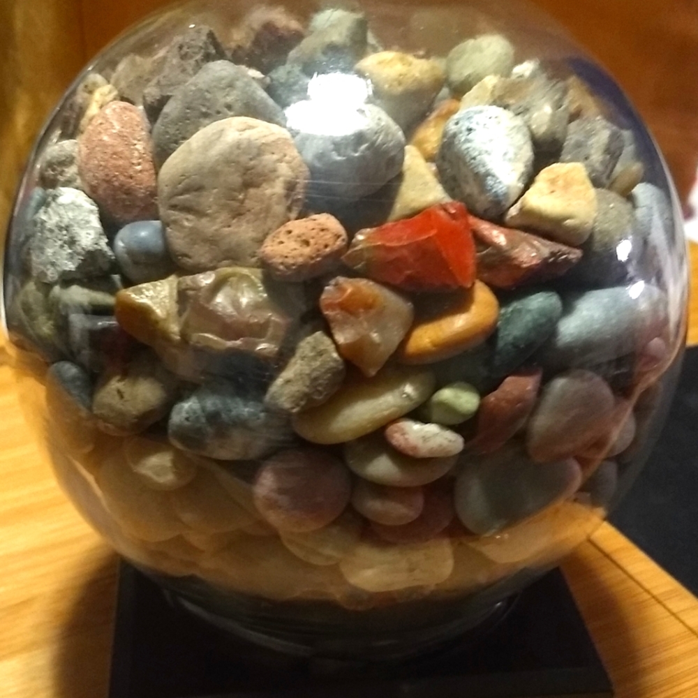 Clear Globe of Beautiful Agates and other Rocks
